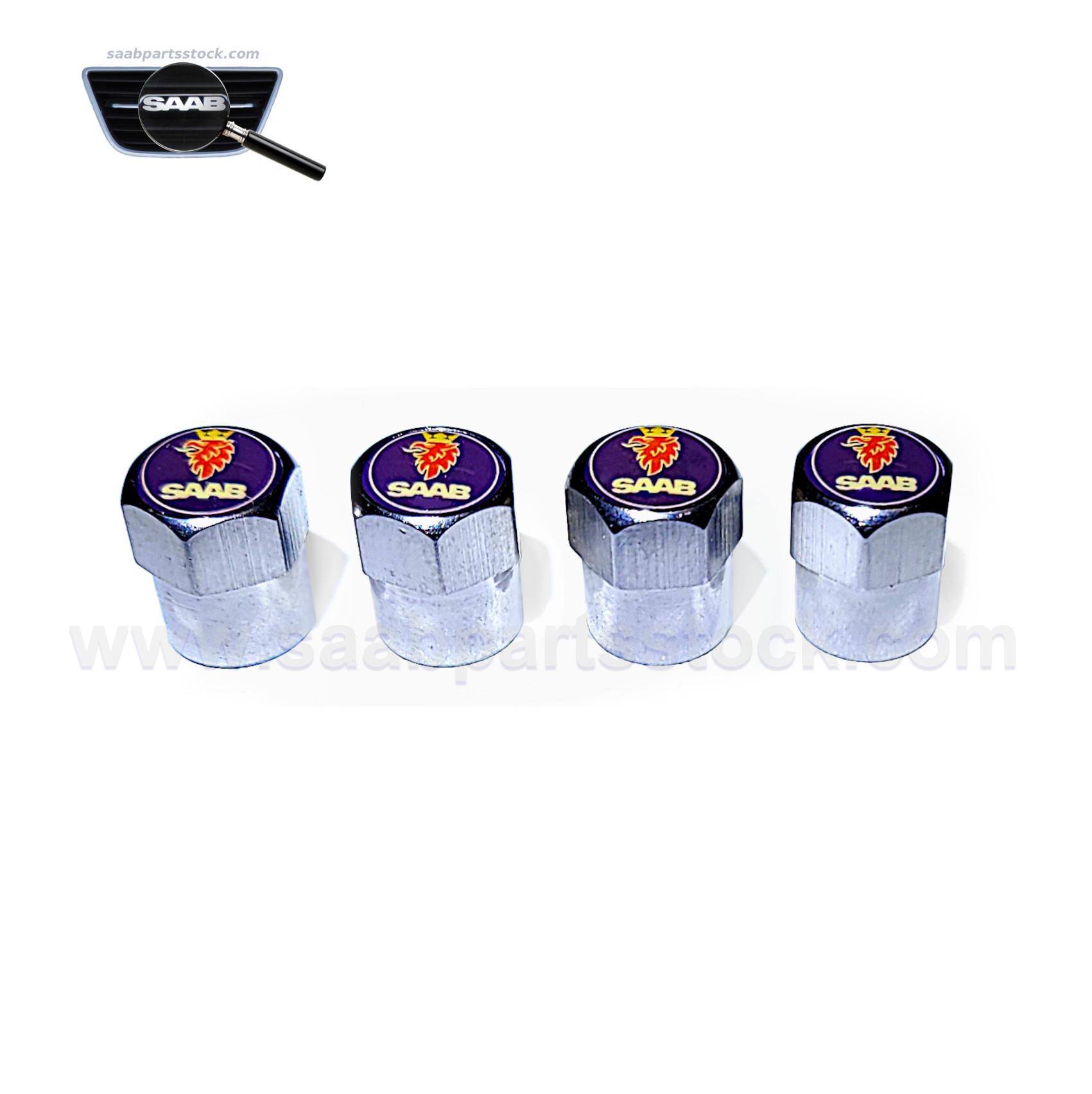 Set of Chrome Wheel Valve Caps with SAAB Logo